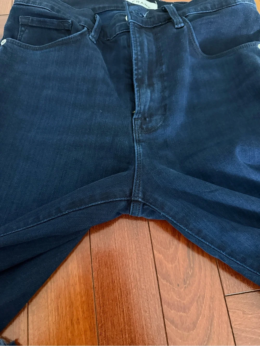 Frame Denim Deep Indigo Le Crop Flare Jeans